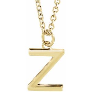 14K Yellow Initial Z Dangle 16" Necklace
