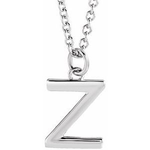 14K White Initial Z Dangle 18" Necklace