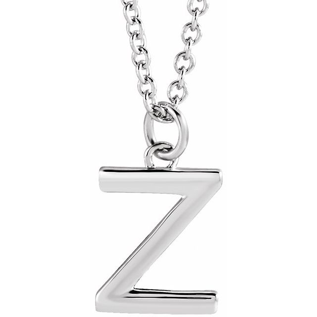 Sterling Silver Initial Z Dangle 18 Necklace