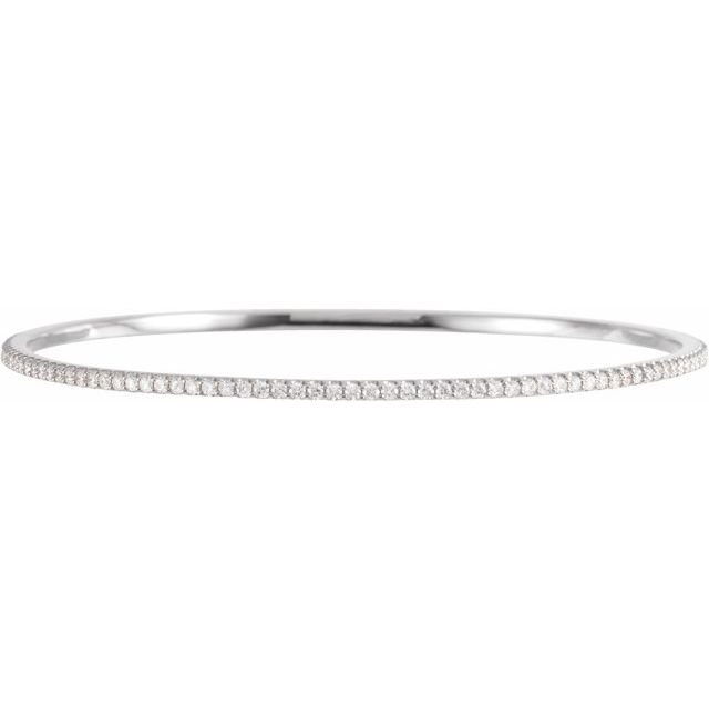14K White 2 CTW Natural Diamond Stackable Bangle 8" Bracelet