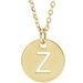 18K Yellow Gold-Plated Sterling Silver Initial Z 10 mm Disc 16-18