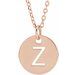 18K Rose Gold-Plated Sterling Silver Initial Z 10 mm Disc 16-18