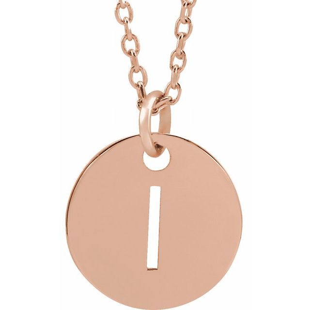 18K Rose Gold-Plated Sterling Silver Initial I 10 mm Disc 16-18