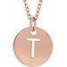 18K Rose Gold-Plated Sterling Silver Initial T 10 mm Disc 16-18