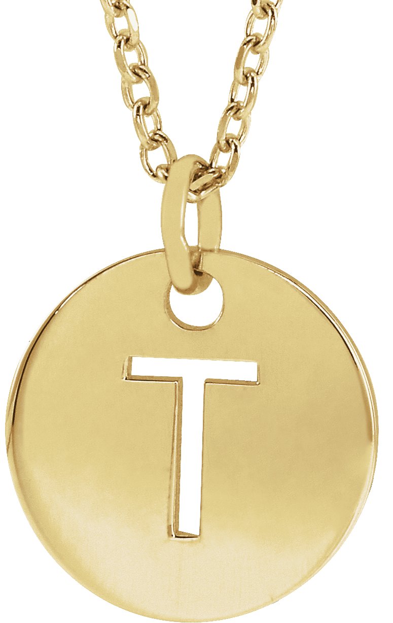 18K Yellow Gold-Plated Sterling Silver Initial T 16-18" Necklace