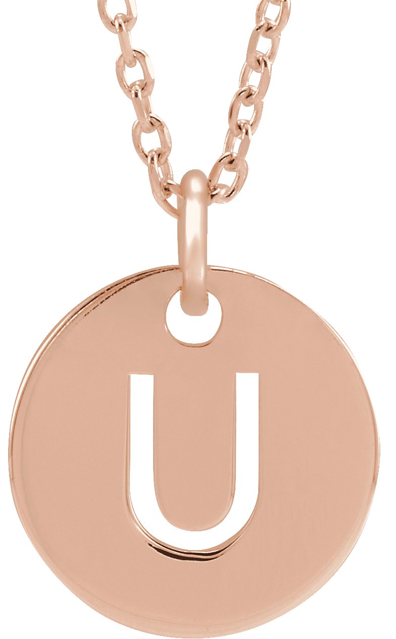 18K Rose Gold-Plated Sterling Silver Initial U 16-18" Necklace