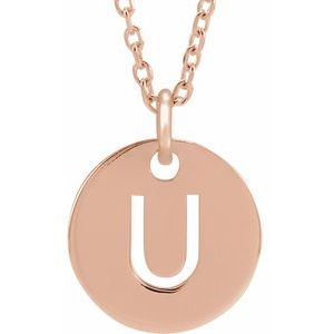 18K Rose Gold-Plated Sterling Silver Initial U 16-18" Necklace
