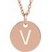 18K Rose Gold-Plated Sterling Silver Initial V 10 mm Disc 16-18