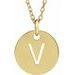 18K Yellow Gold-Plated Sterling Silver Initial V 10 mm Disc 16-18