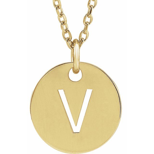 18K Yellow Gold-Plated Sterling Silver Initial V 16-18