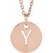 18K Rose Gold-Plated Sterling Silver Initial Y 10 mm Disc 16-18