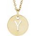 18K Yellow Gold-Plated Sterling Silver Initial Y 10 mm Disc 16-18