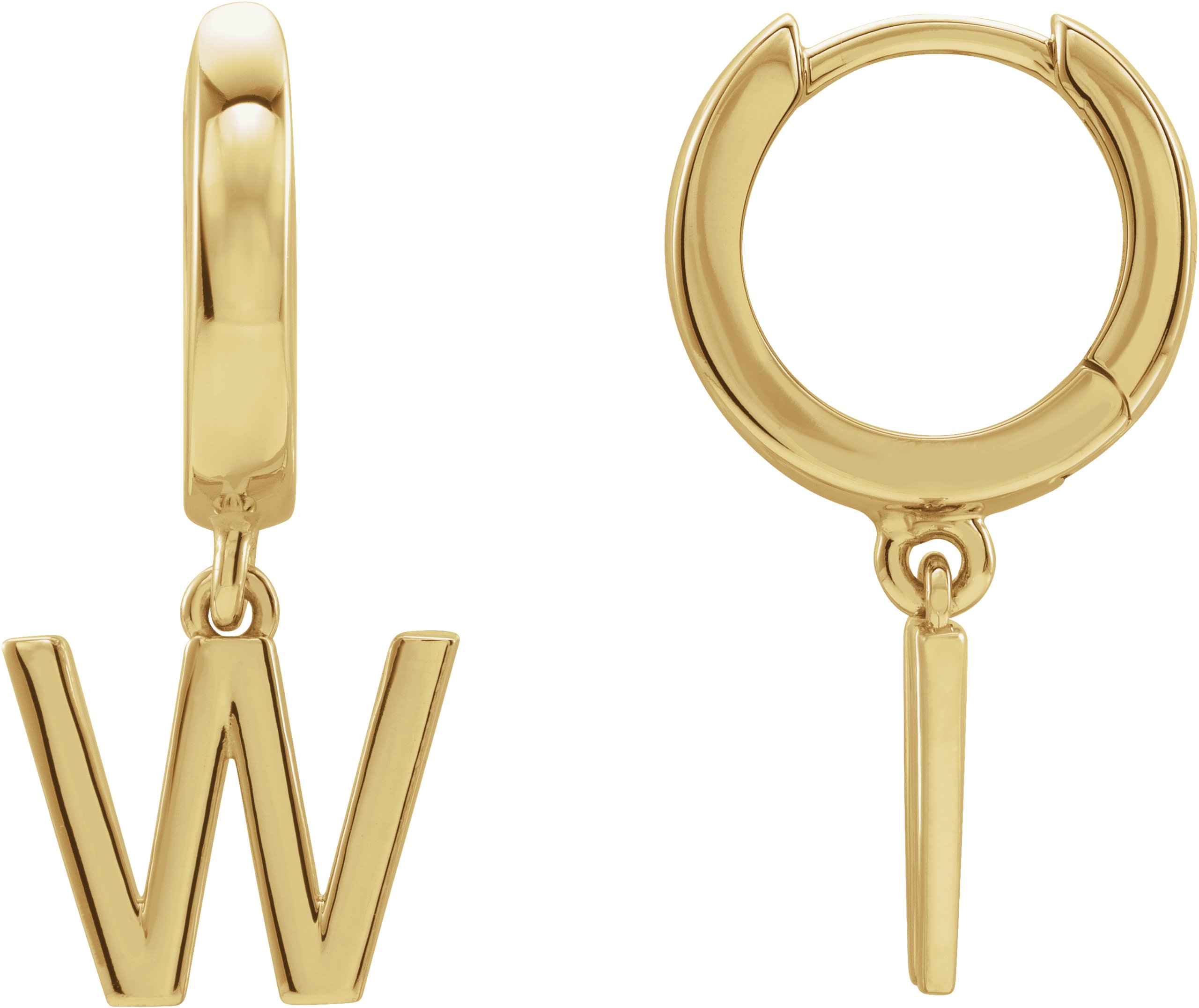 14K Yellow Single Initial W Earring Ref. 16689137