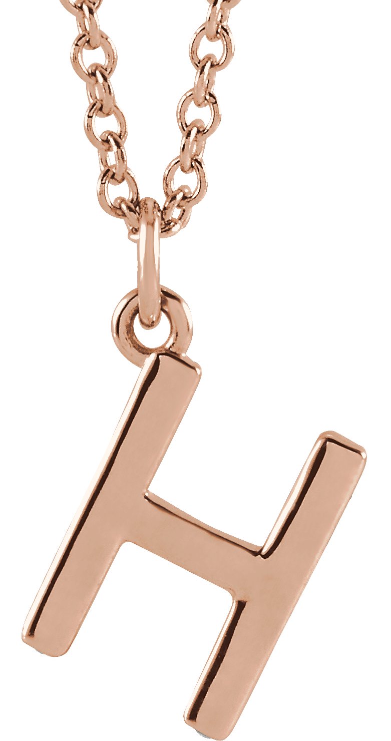 18K Rose Gold Plated Sterling Silver Initial H Dangle 18 inch Necklace Ref 17719391