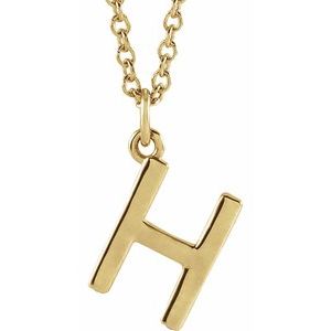 14K Yellow Initial H Dangle 18" Necklace