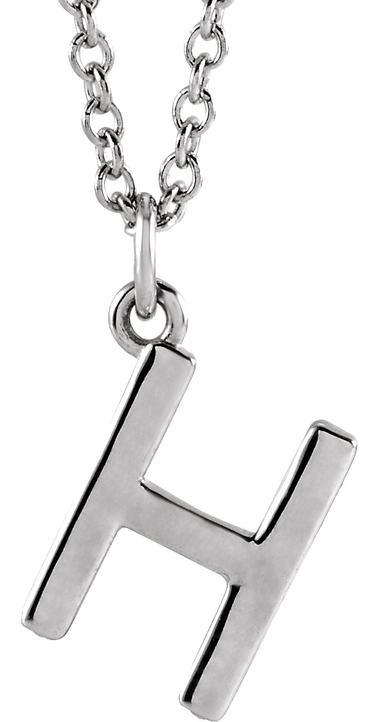 14K White Initial H Dangle 18" Necklace