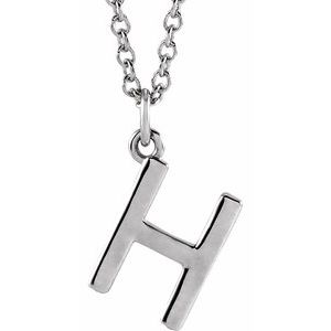 Sterling Silver Initial H Dangle 18" Necklace