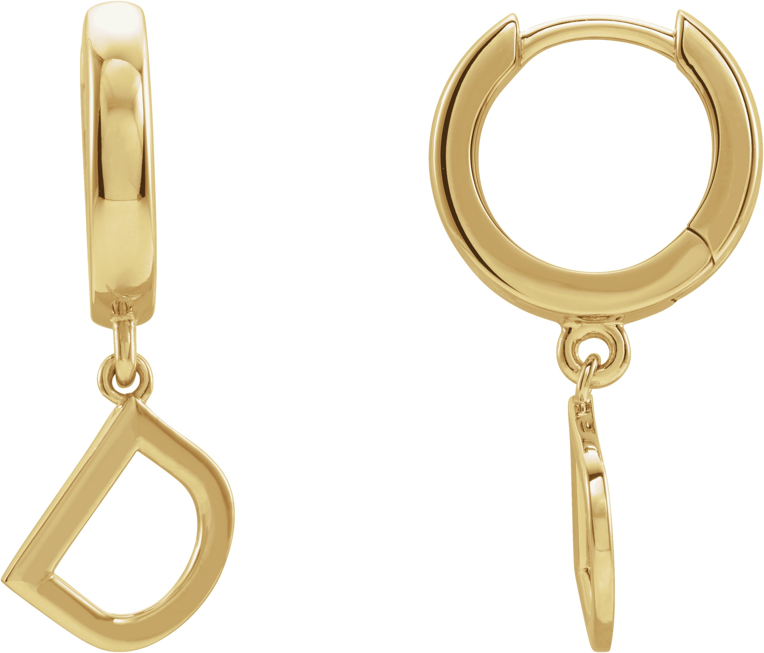 14K Yellow Single Initial D Earring