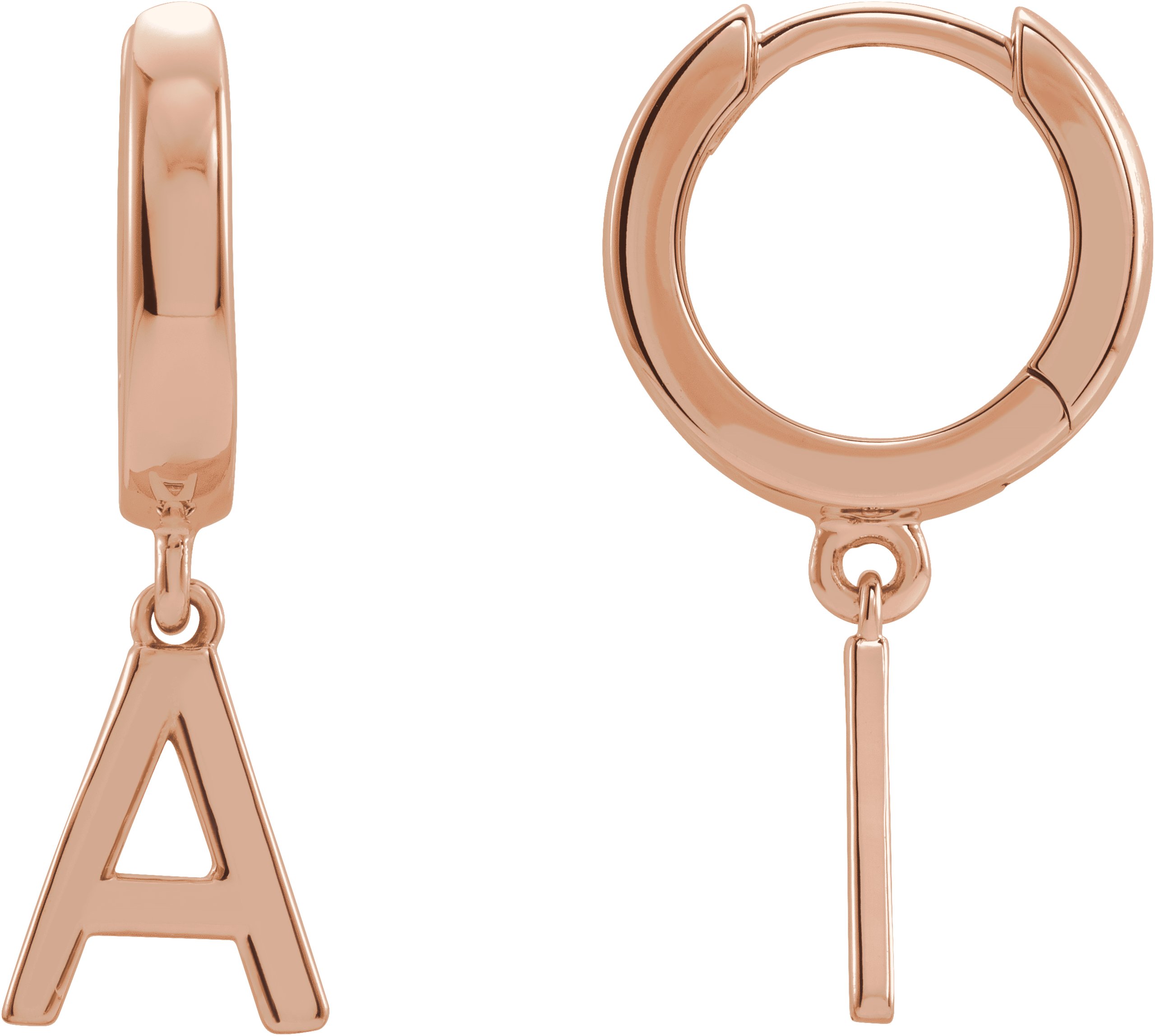 14K Rose Single Initial A Earring Ref. 16688984