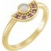 14K Yellow Natural White Ethiopian Opal & Natural Pink Sapphire Fan Ring