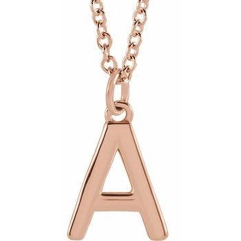 18K Rose Gold Plated Sterling Silver Initial A Dangle 18 inch Necklace Ref 17719377
