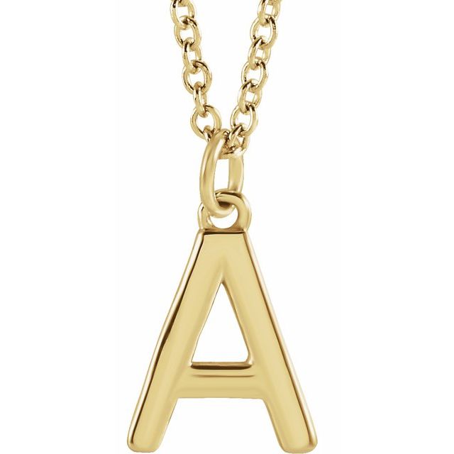 14K Yellow Initial A Dangle 18 Necklace