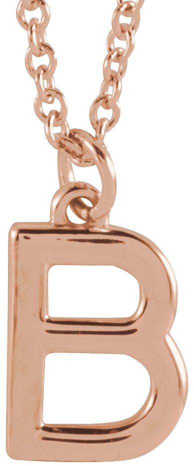 18K Rose Gold Plated Sterling Silver Initial B Dangle 18 inch Necklace Ref 17719379