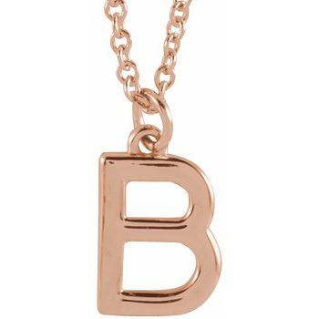 18K Rose Gold Plated Sterling Silver Initial B Dangle 18 inch Necklace Ref 17719379
