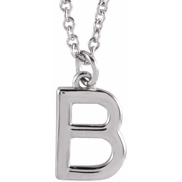 Sterling Silver Initial B Dangle 18 Necklace