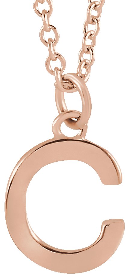 18K Rose Gold Plated Sterling Silver Initial C Dangle 16 inch Necklace Ref 17719380
