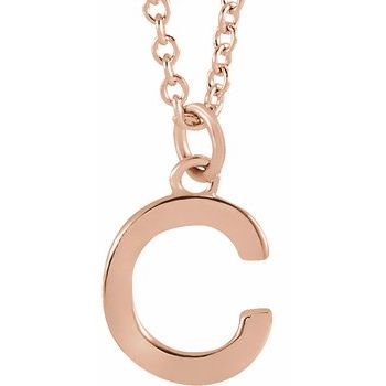 18K Rose Gold Plated Sterling Silver Initial C Dangle 18 inch Necklace Ref 17719381