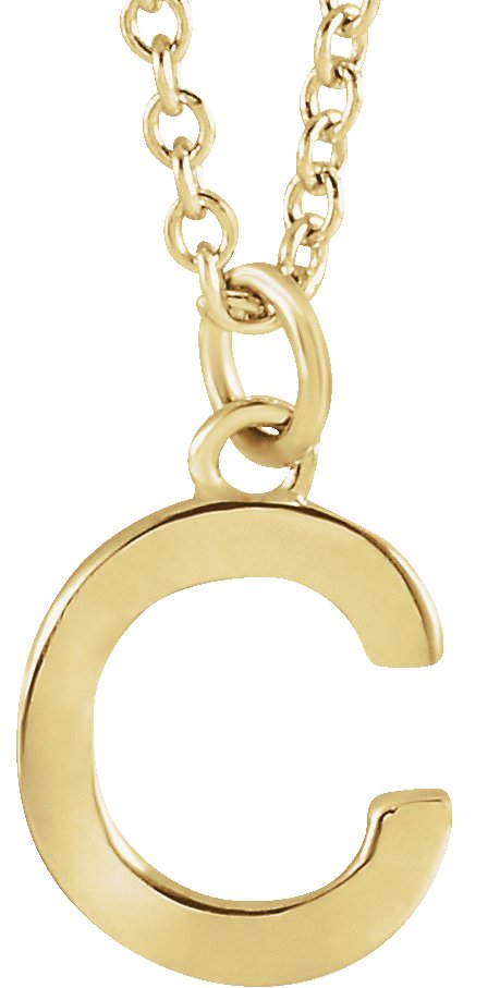 14K Yellow Initial C Dangle 16" Necklace