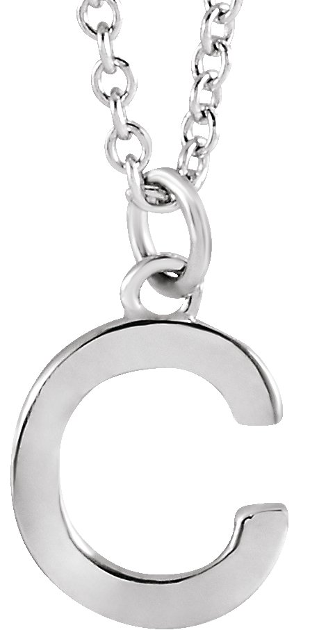Sterling Silver Initial C Dangle 16" Necklace