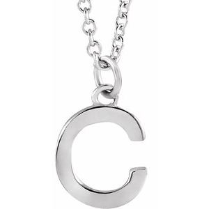 14K White Initial C Dangle 18" Necklace