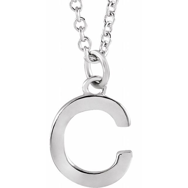 14K White Initial C Dangle 16" Necklace