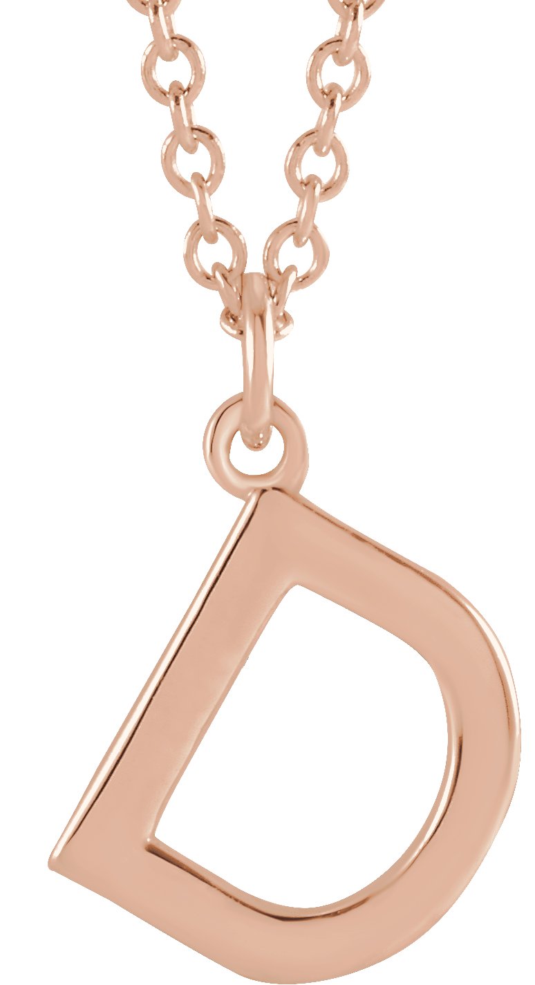 14K Rose Initial D Dangle 18" Necklace