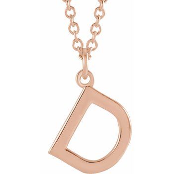 18K Rose Gold Plated Sterling Silver Initial D Dangle 18 inch Necklace Ref 17719383