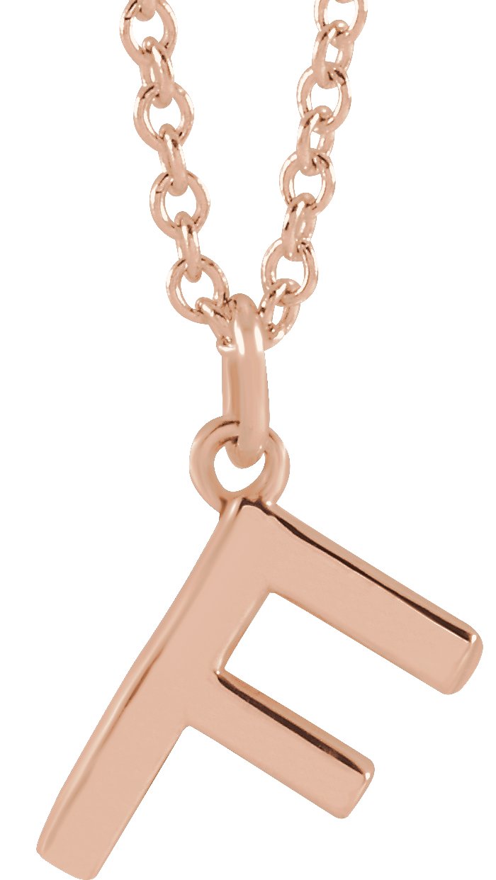 18K Rose Gold Plated Sterling Silver Initial F Dangle 16 inch Necklace Ref 17719386