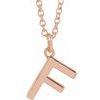 18K Rose Gold Plated Sterling Silver Initial F Dangle 16 inch Necklace Ref 17719386