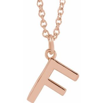 18K Rose Gold Plated Sterling Silver Initial F Dangle 18 inch Necklace Ref 17719387