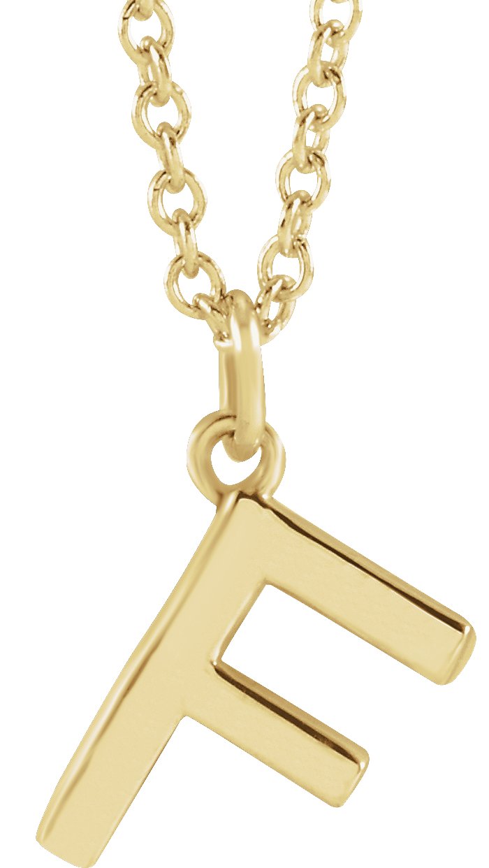 18K Yellow Gold Plated Sterling Silver Initial F Dangle 16 inch Necklace Ref 17719334