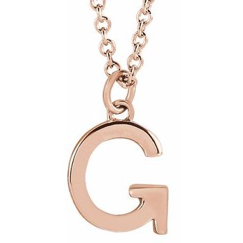 18K Rose Gold Plated Sterling Silver Initial G Dangle 18 inch Necklace Ref 17719389