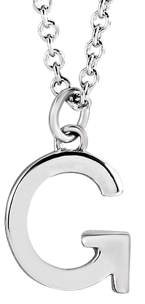 Sterling Silver Initial G Dangle 16" Necklace