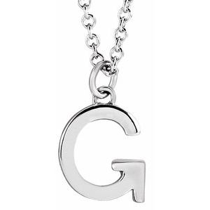 14K White Initial G Dangle 18" Necklace