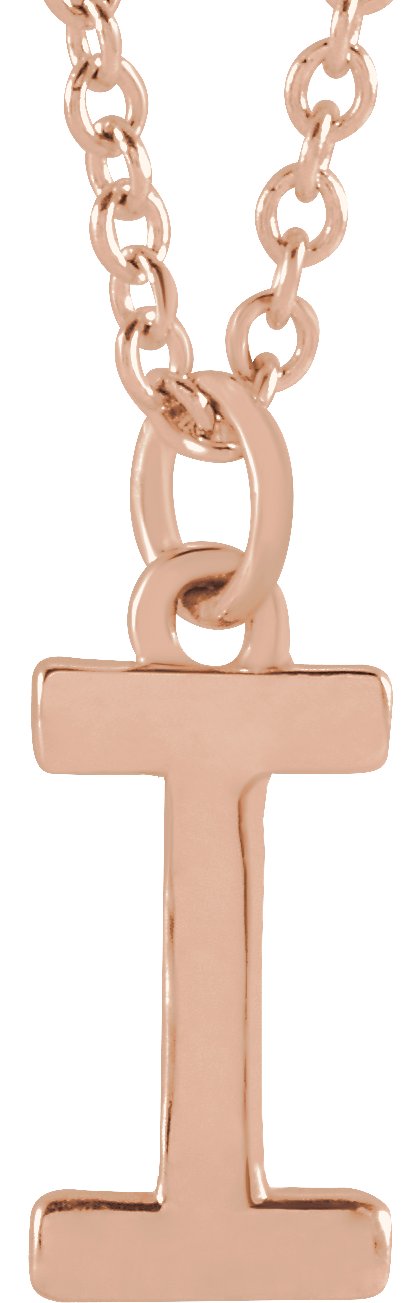 18K Rose Gold Plated Sterling Silver Initial I Dangle 16 inch Necklace Ref 17719392