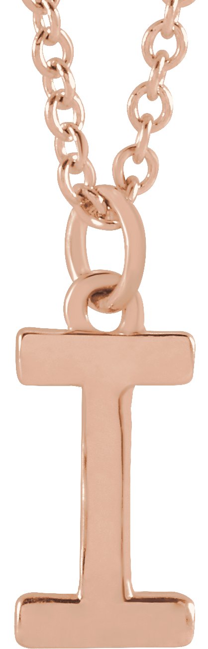 14K Rose Initial I Dangle 16" Necklace