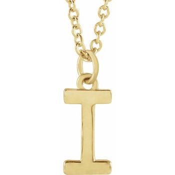 18K Yellow Gold Plated Sterling Silver Initial I Dangle 18 inch Necklace Ref 17719341