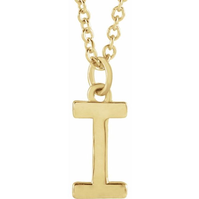 14K Yellow Initial I Dangle 18" Necklace