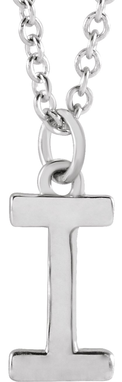 14K White Initial I Dangle 18" Necklace