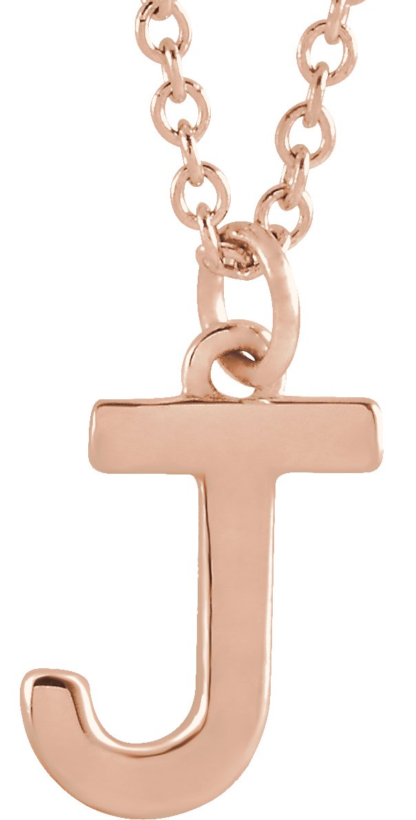 18K Rose Gold Plated Sterling Silver Initial J Dangle 16 inch Necklace Ref 17719394